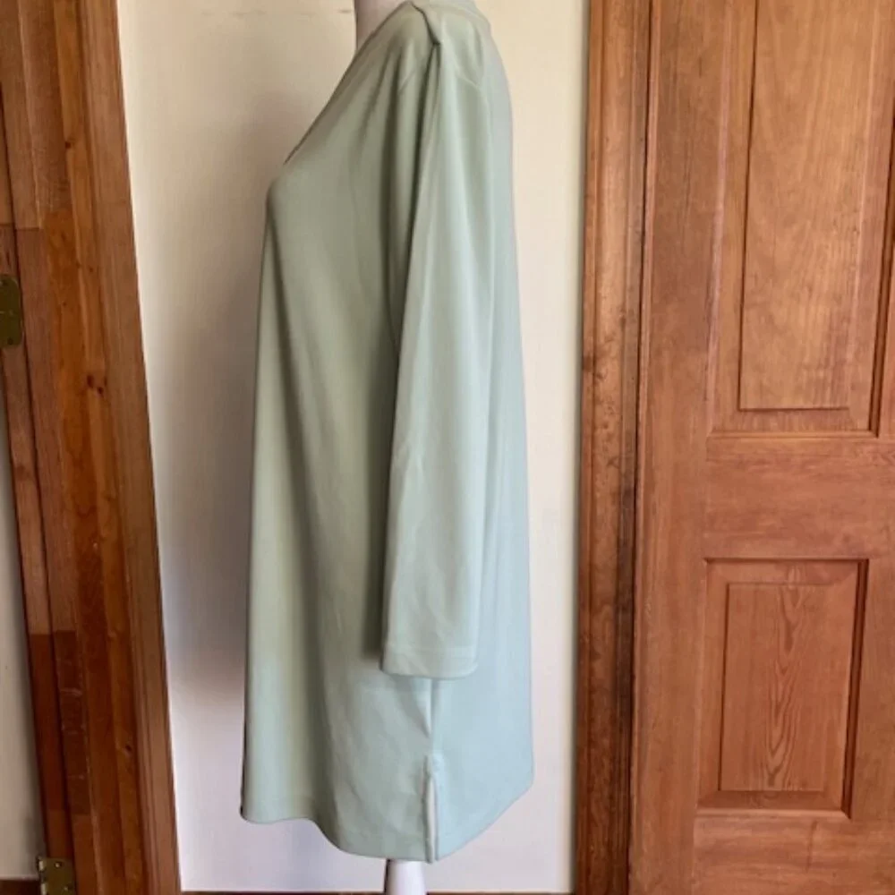 LAND'S END Sleep Shirt Nightgown Jersey Long Sleeve V Neck Green M